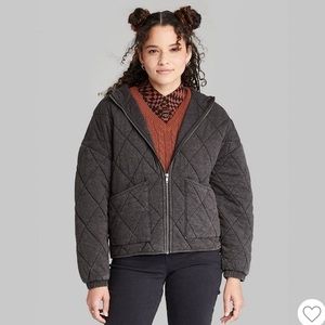 Worn once — wild fable quilted hooded jacket